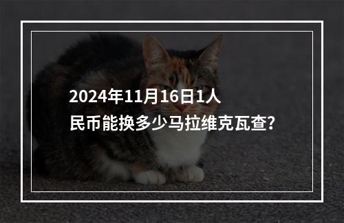 2024年11月16日1人民币能换多少马拉维克瓦查？