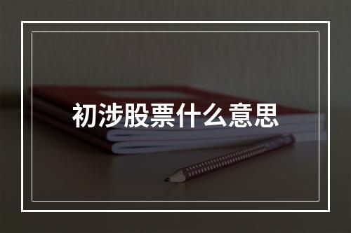 初涉股票什么意思