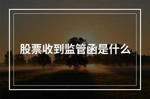 股票收到监管函是什么