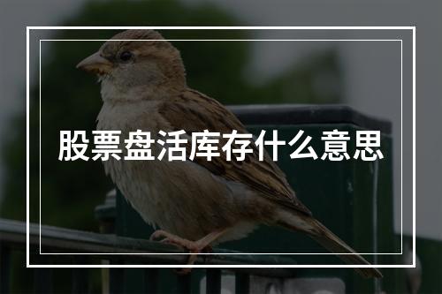 股票盘活库存什么意思