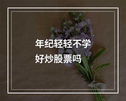 年纪轻轻不学好炒股票吗