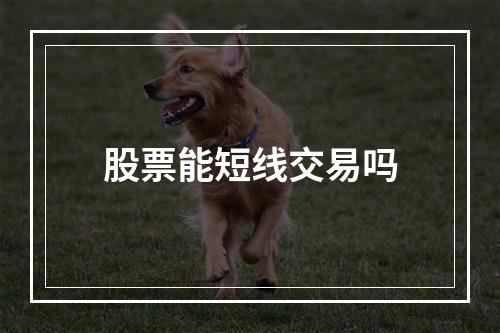 股票能短线交易吗