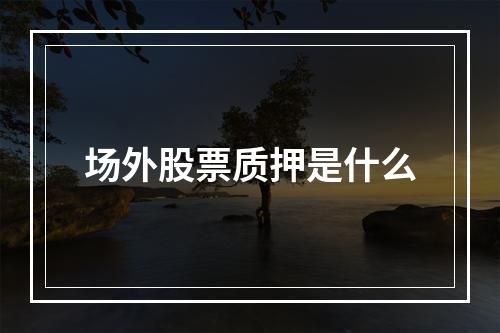 场外股票质押是什么