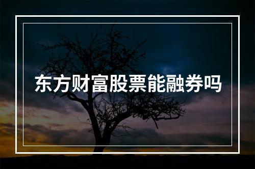 东方财富股票能融券吗