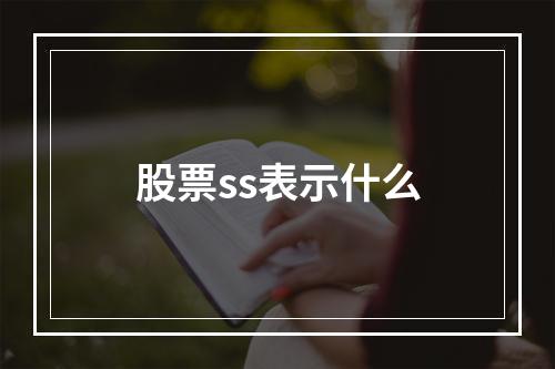 股票ss表示什么