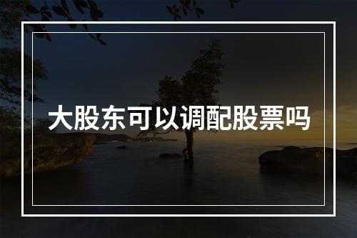 大股东可以调配股票吗