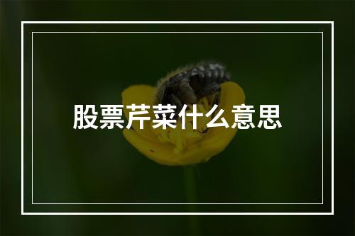 股票芹菜什么意思