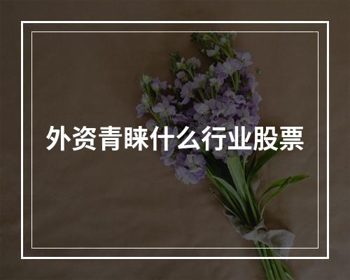 外资青睐什么行业股票