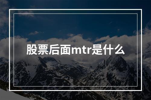 股票后面mtr是什么