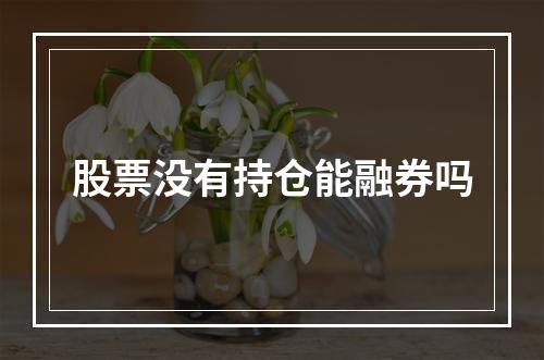 股票没有持仓能融券吗