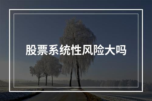 股票系统性风险大吗