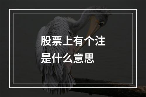 股票上有个注是什么意思