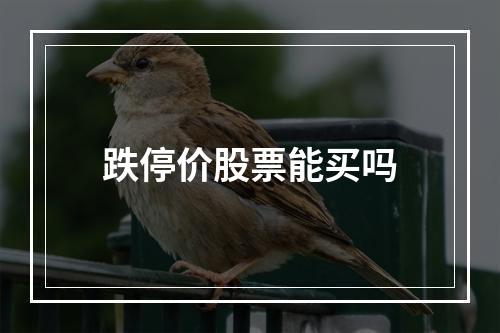 跌停价股票能买吗