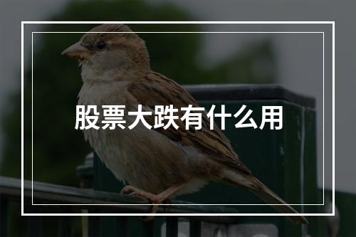 股票大跌有什么用