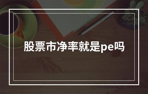 股票市净率就是pe吗