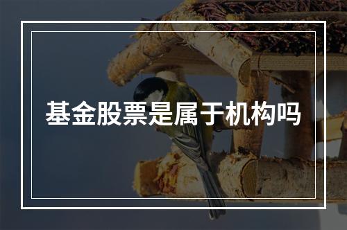 基金股票是属于机构吗