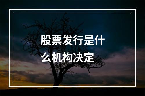 股票发行是什么机构决定