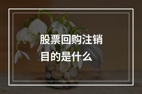 股票回购注销目的是什么