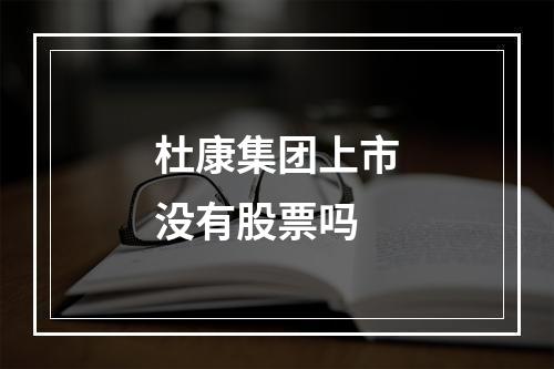 杜康集团上市没有股票吗