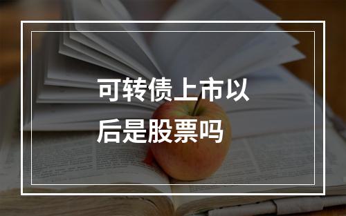 可转债上市以后是股票吗