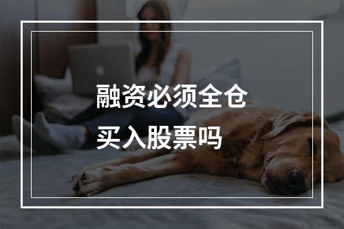 融资必须全仓买入股票吗