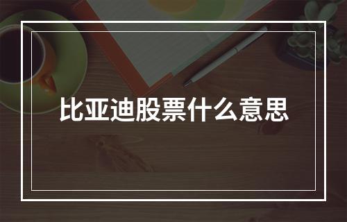 比亚迪股票什么意思