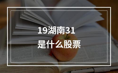 19湖南31是什么股票