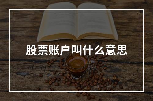 股票账户叫什么意思