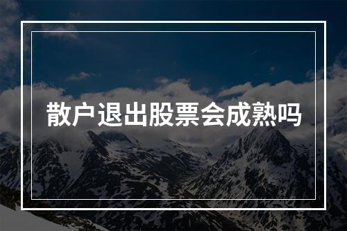 散户退出股票会成熟吗