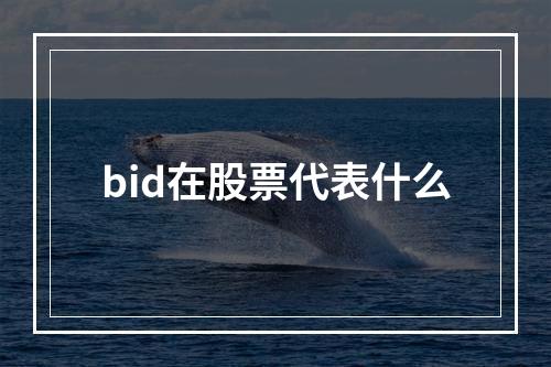 bid在股票代表什么